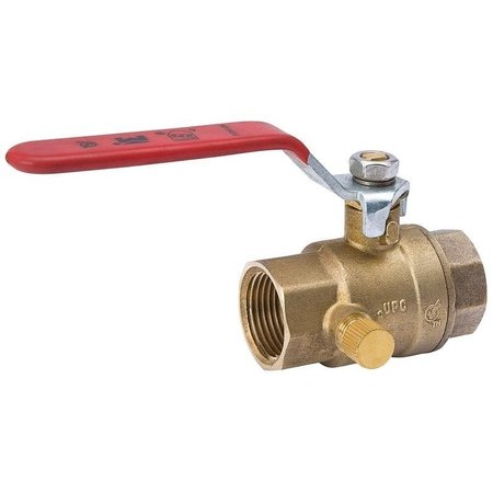 SOUTHLAND Ball Valve, 1 in Connection, FPT x FPT, 500 psi Pressure, Brass Body 107-755NL